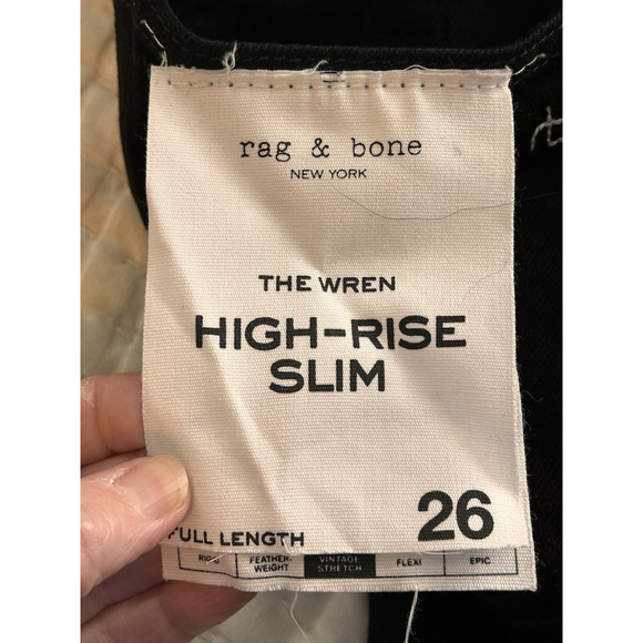 NWT Rag & Bone Wren High Rise Full Length Slim Jeans Womens Sz 26 Black Stretch - Picture 7 of 12